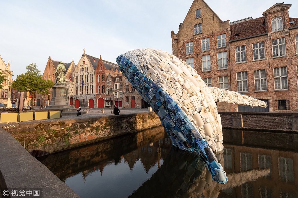 a 12-meter-tall whale built with five tonnes of plastic waste