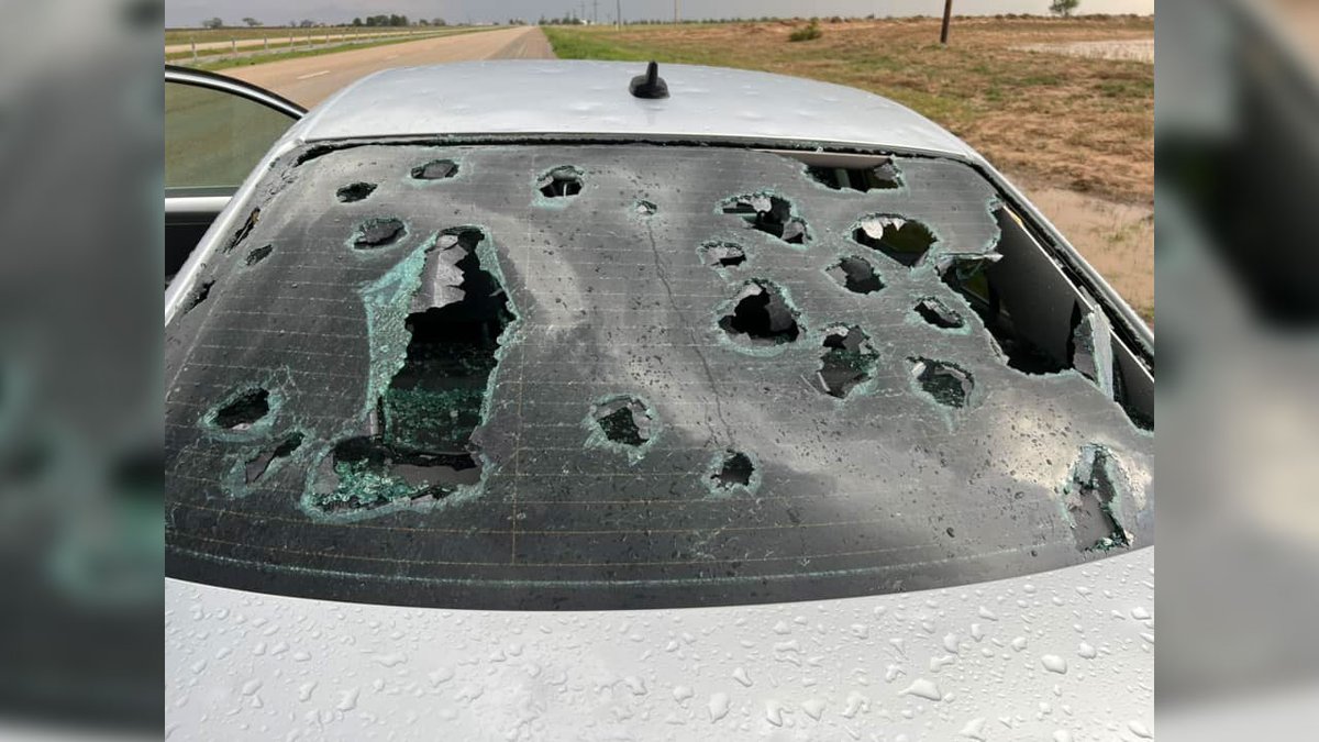 hail damage near Littlefield on Tuesday evening.