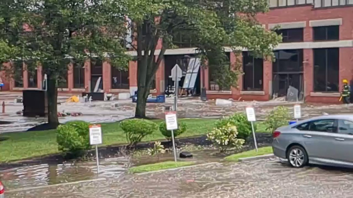 Major flooding in downtown North Andover on High Street after the tornado that struck southeastern Massachusetts this morning