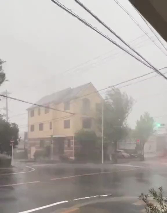 Massive rainstorm after typhoon lan in the Tottori city of Japan