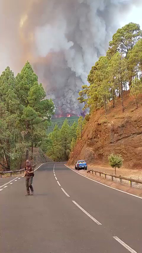 Spain- Massive forest fire in the Montaña Grande hill of Spain.