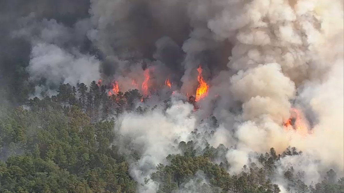 The wildfire is now 1500 acres and is 75% contained.  in New Jersey continue to battle a wildfire that burned through about 1200 acres of the Wharton State Forest in Waterford Township, New Jersey, Sunday and Monday.