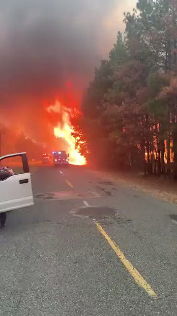 Another Video-nAbout 1,000  people evacuated by an out-of-control forest fire. The fire that started Tuesday has burned more than 16,000 acres in Beauregard Parish. It had been 85% contained but winds fanned the flames today.