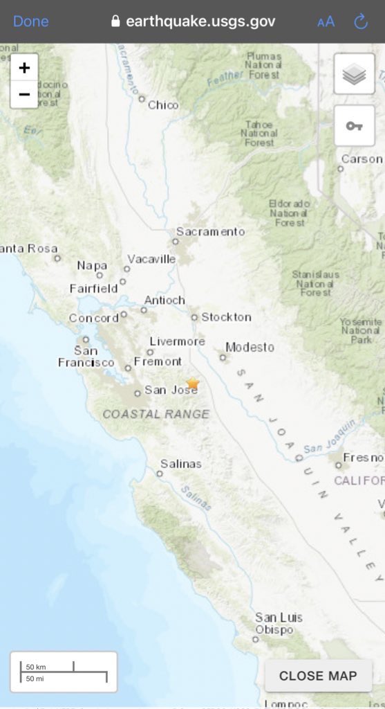 Another one ; 4.5 preliminary magnitude earthquake east of San Jose near Diablo Grande earthquake