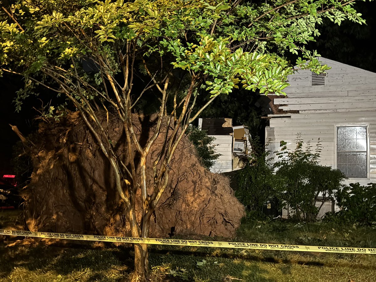 Trees cause home along Dogwood Dr. in Old Gaithersburg community to collapse. 5 people were inside at the time. One person was trapped but was removed by EMS. Four others self-evacuated. ALL sustained non-life threatening injuries