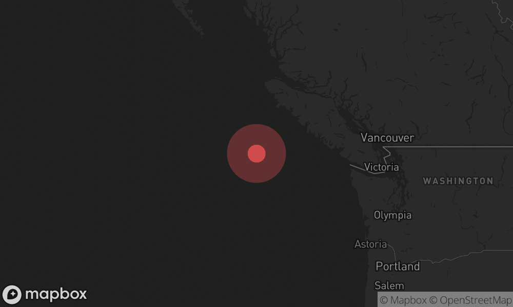 A 6.4 magnitude earthquake occured at 209 km WSW of Tofino, Canada.