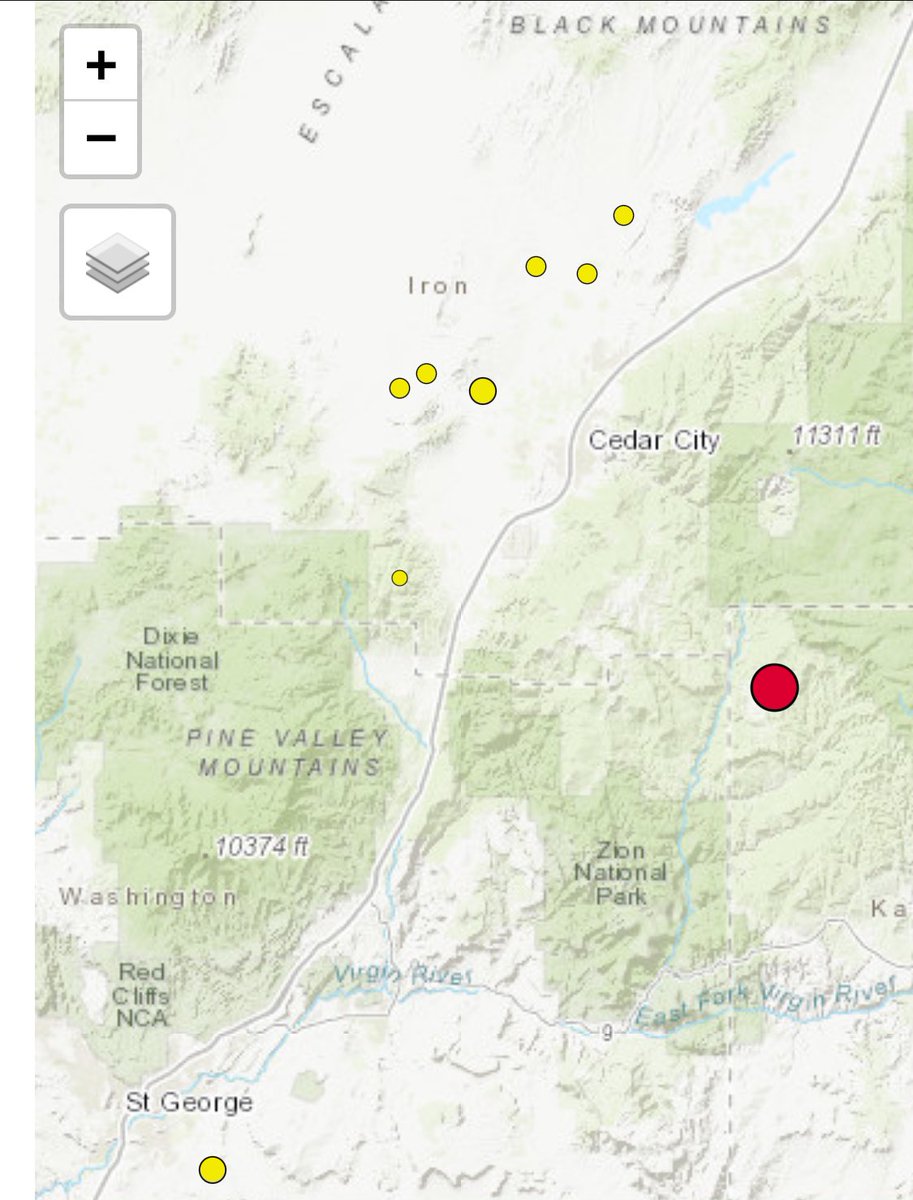 Earthquake A Magnitude 4.5 just occurred south of BrianHead Utah. People in StGeorge Hurricane and surrounding areas all felt it