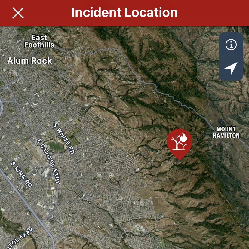 SJFD has a Tier 3 response   wildland task force for a large vegetation fire near the 4700 block of Quimby Rd in East San   Three separate fires totaling 35  acres. Unified Command established with @calfireSCU. Additional wildland task force from @sccfiredept