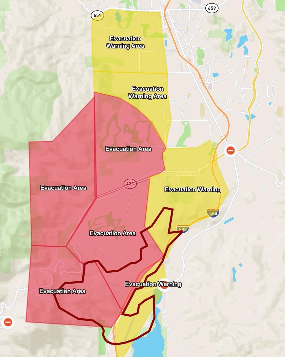 DavisFire Evacuation Warning Areas. Red Flag Warning today due to dangerously forecasted strong winds, up to 70 mph on ridgelines. Prepare a go-bag and be ready to leave