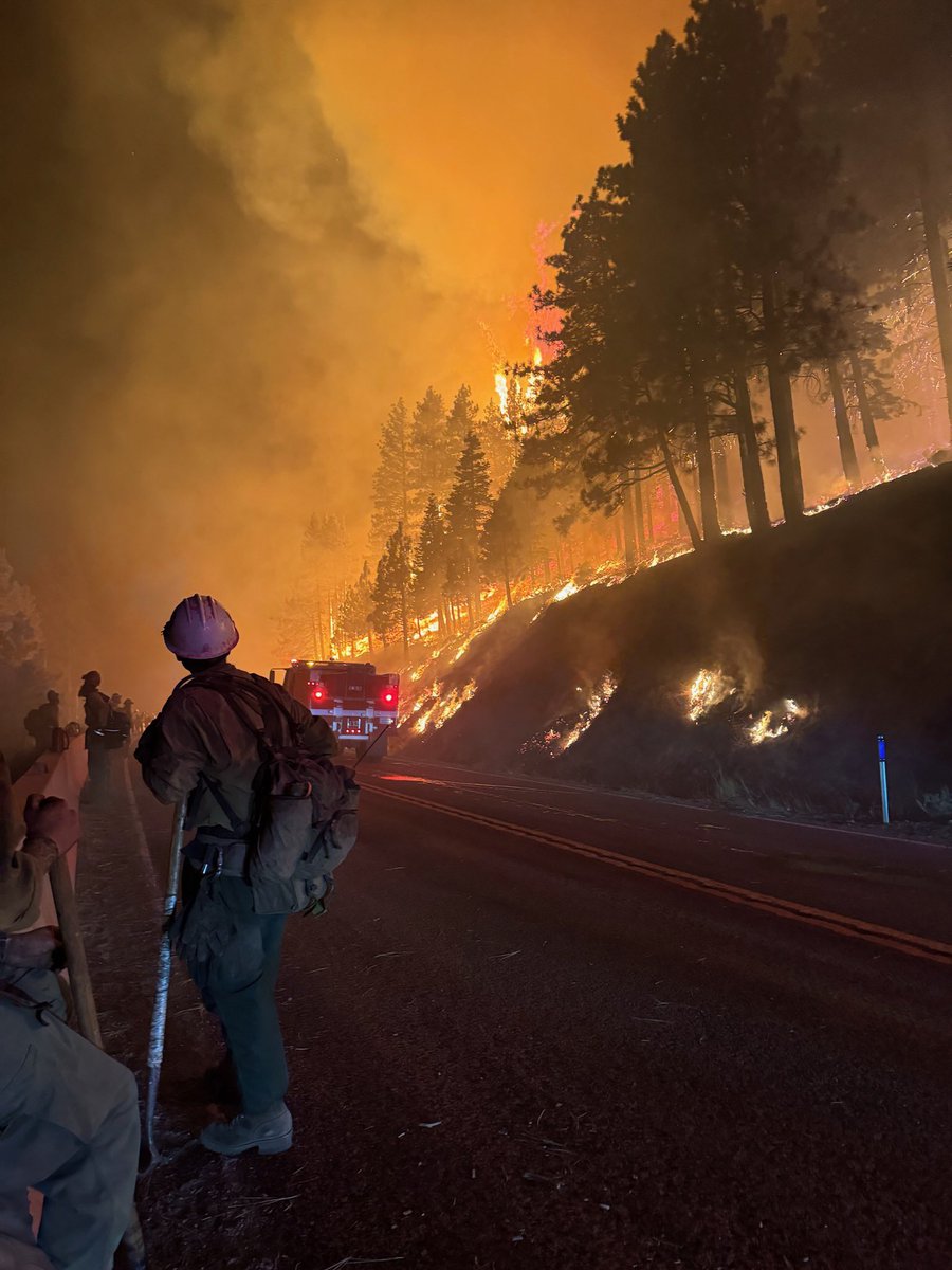 Nevada: Rifle Peak handcrew working with Black Mountain Hotshots during a burn for the Davis Fire.