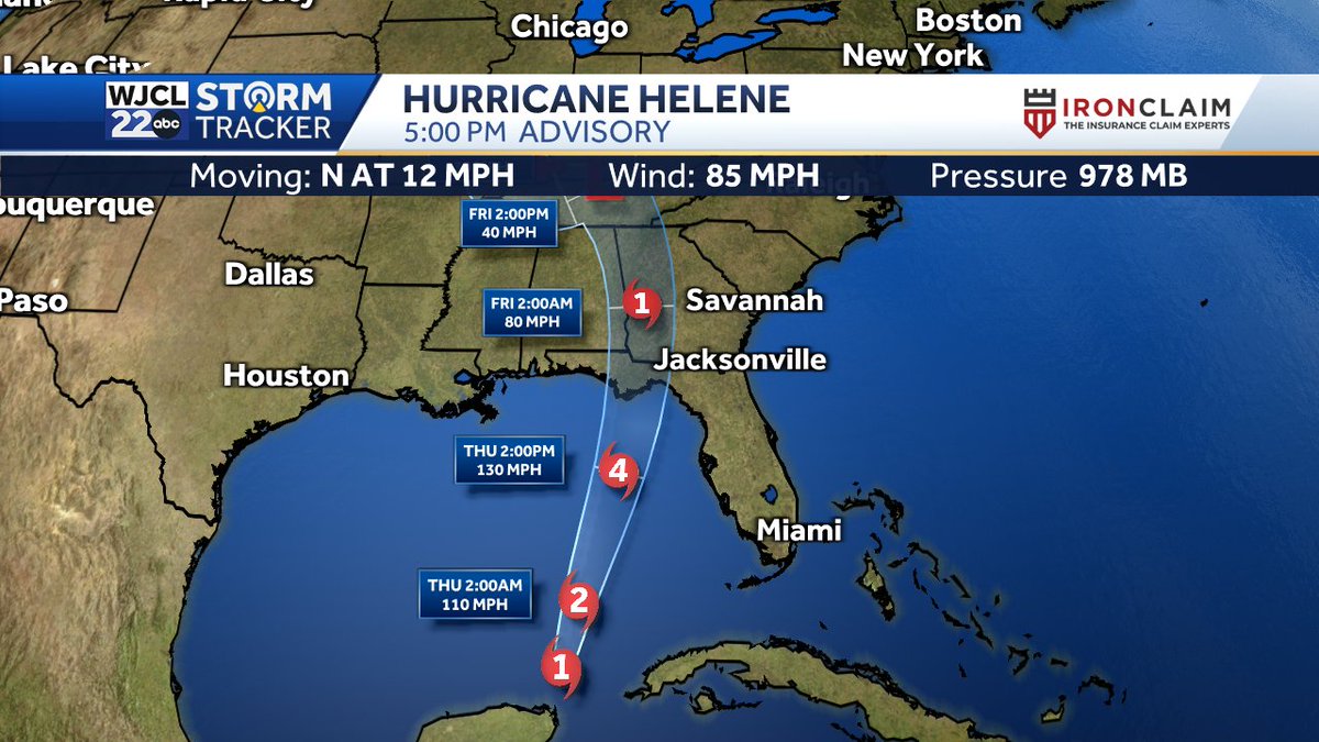 Hurricane Helene forecast to be a major category 4 hurricane Thursday. Impacts reach Southeast Georgia & Lowcountry Thursday through Thursday night