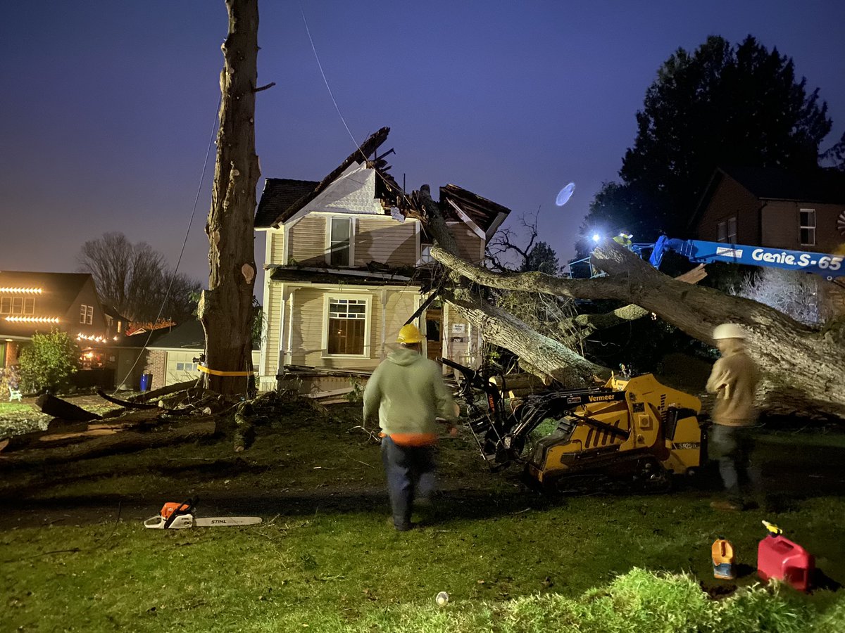 This historic home in Snohomish suffered significant damage.  The homeowners tell they were in a room away from where the tree fell & were not injured.