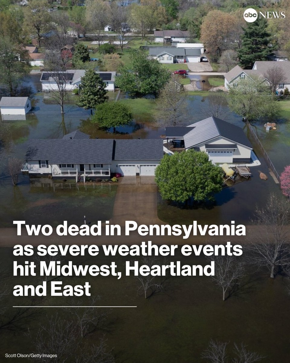 Two people died during storms in Pennsylvania on Tuesday night, authorities said