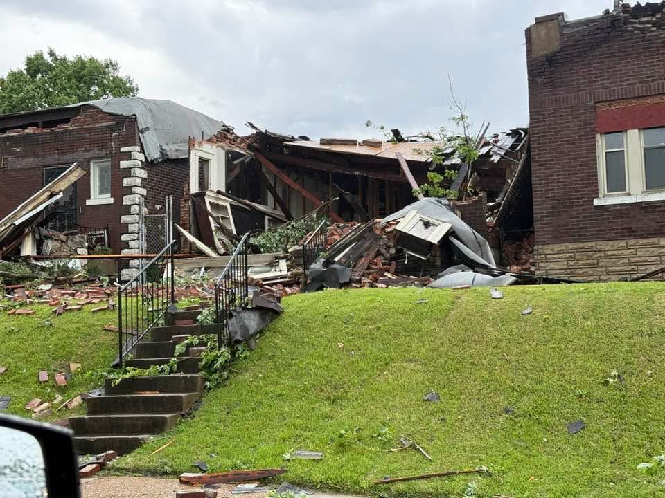 Damage along Natural Bridge Avenue in St. Louis.