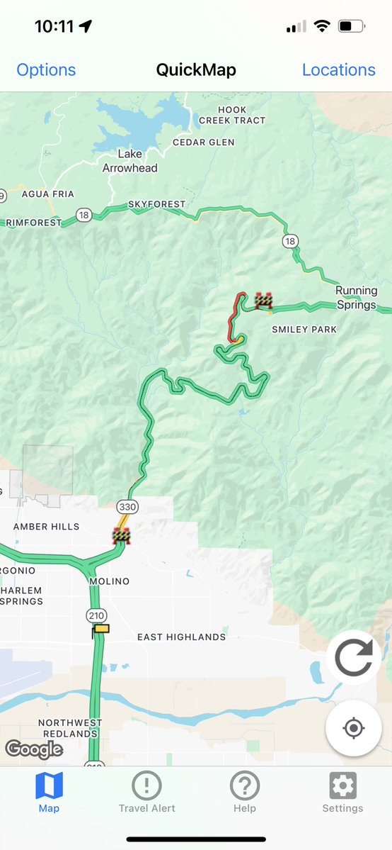SBDCO: SR-330 is currently closed with a hard closure in both direction due to the SpringsFire. Northbound is closed in Highland and southbound is closed at Live Oak. Unknown duration at this time