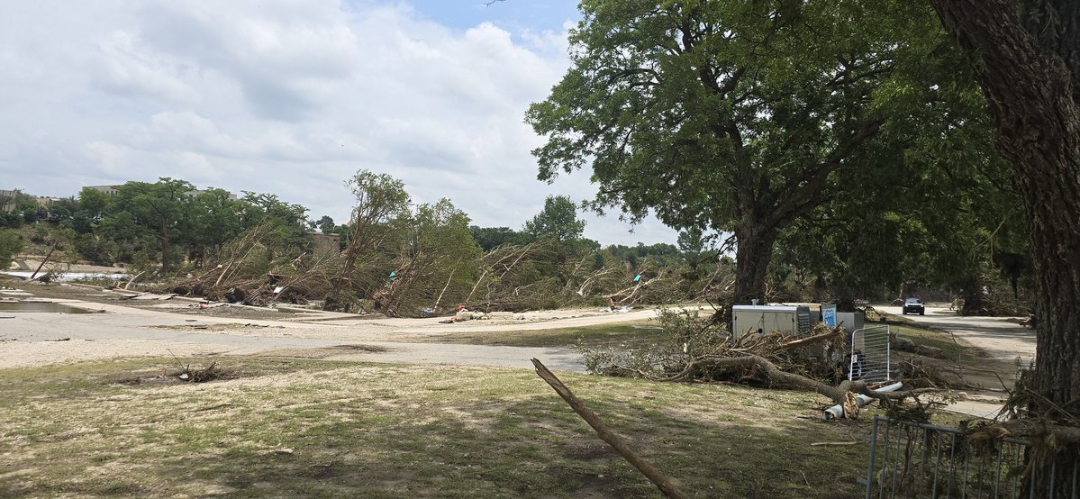 Damage through the Louise Hays Park in Downtown Kerrville, TX