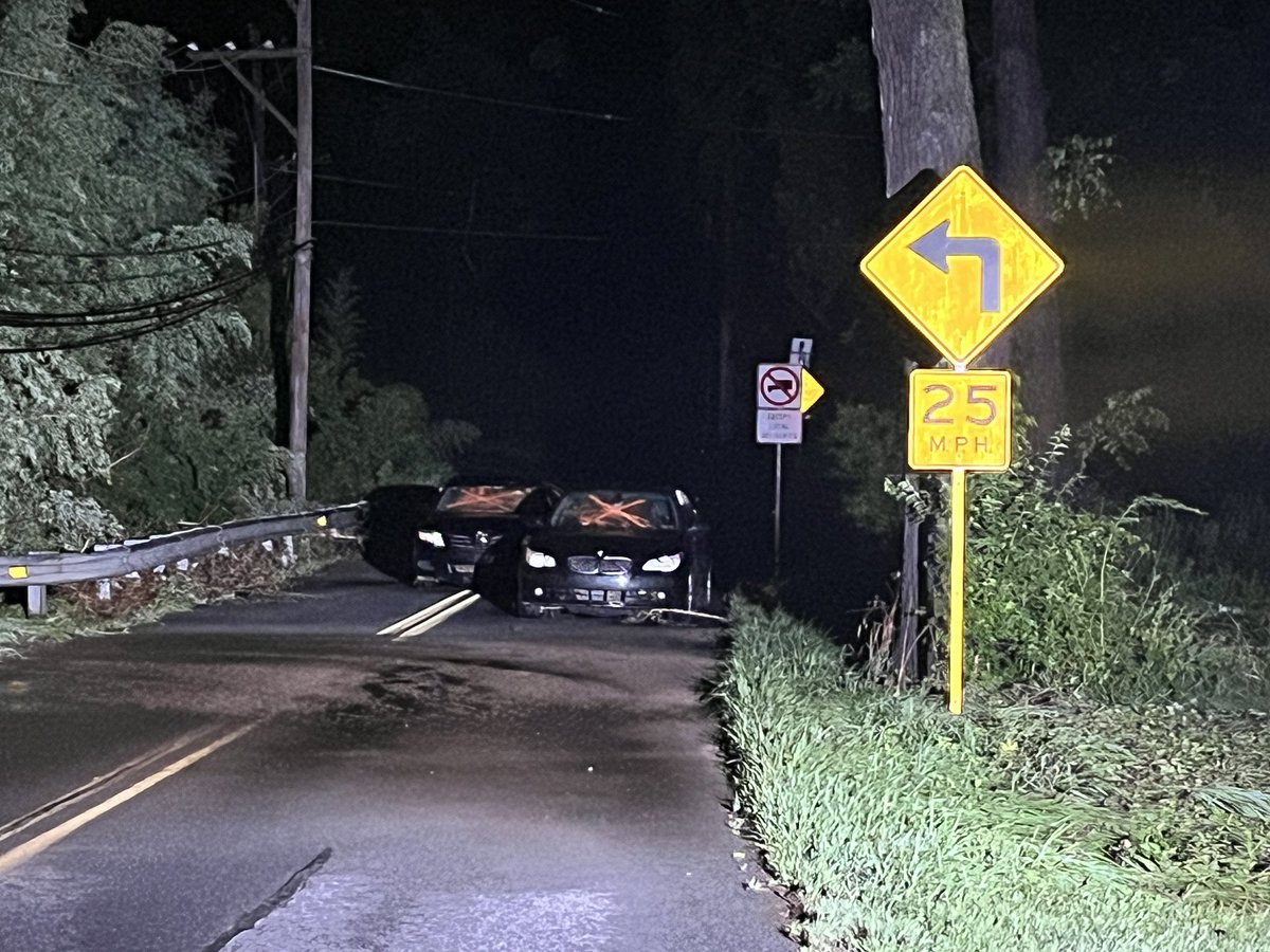 Some roads in Chadds Ford remain shut down this morning following flash flooding last night. Firefighters and medics rescued three people from these two cars along Ring Road near Baltimore Pike.