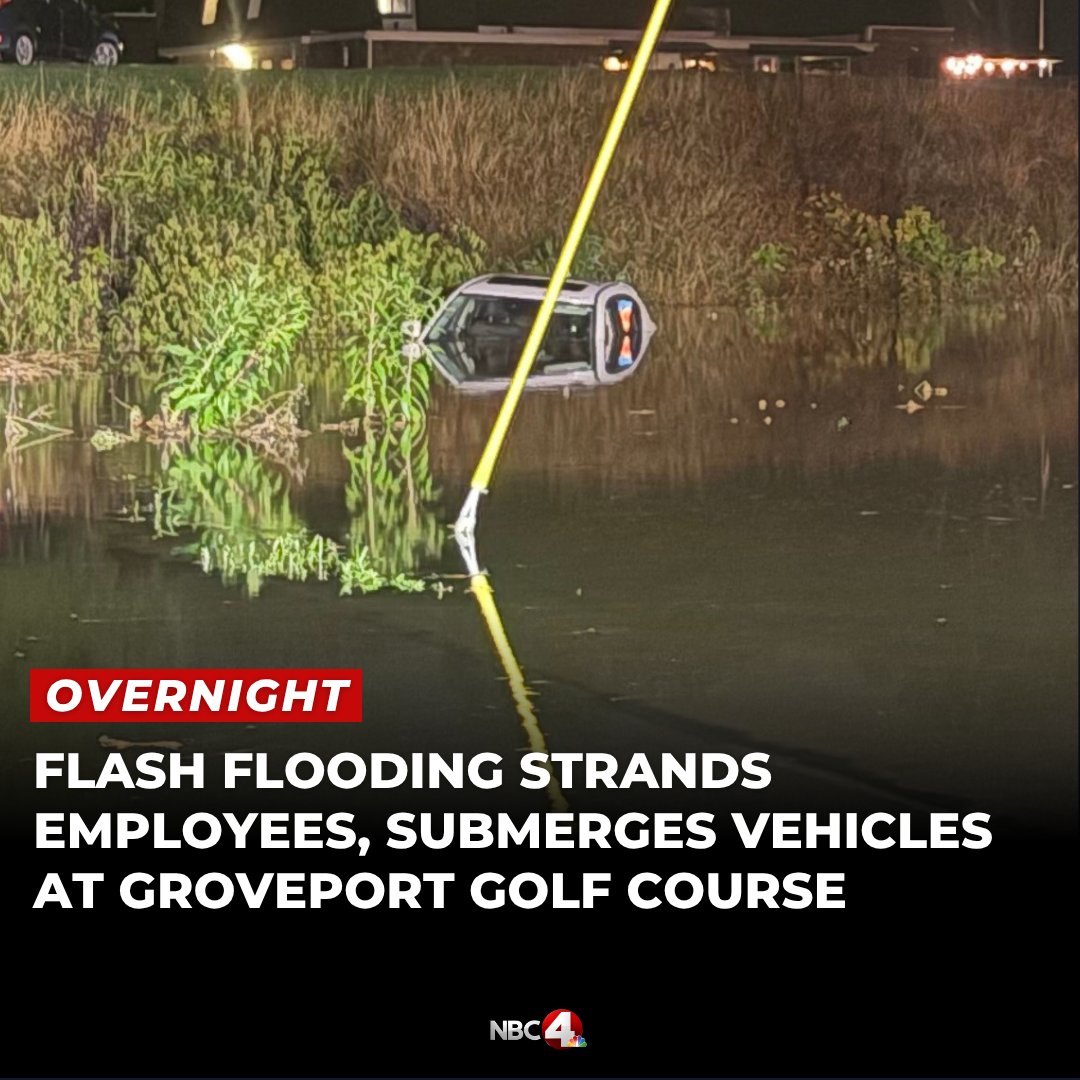 Multiple people were stranded overnight at the Links at Groveport golf course after flash flooding late Saturday night submerged dozens of cars