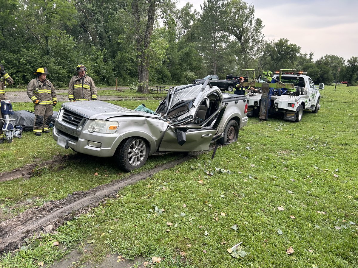 Woman killed, man seriously injured after large tree falls on truck during severe weather in Nebraska, officials say