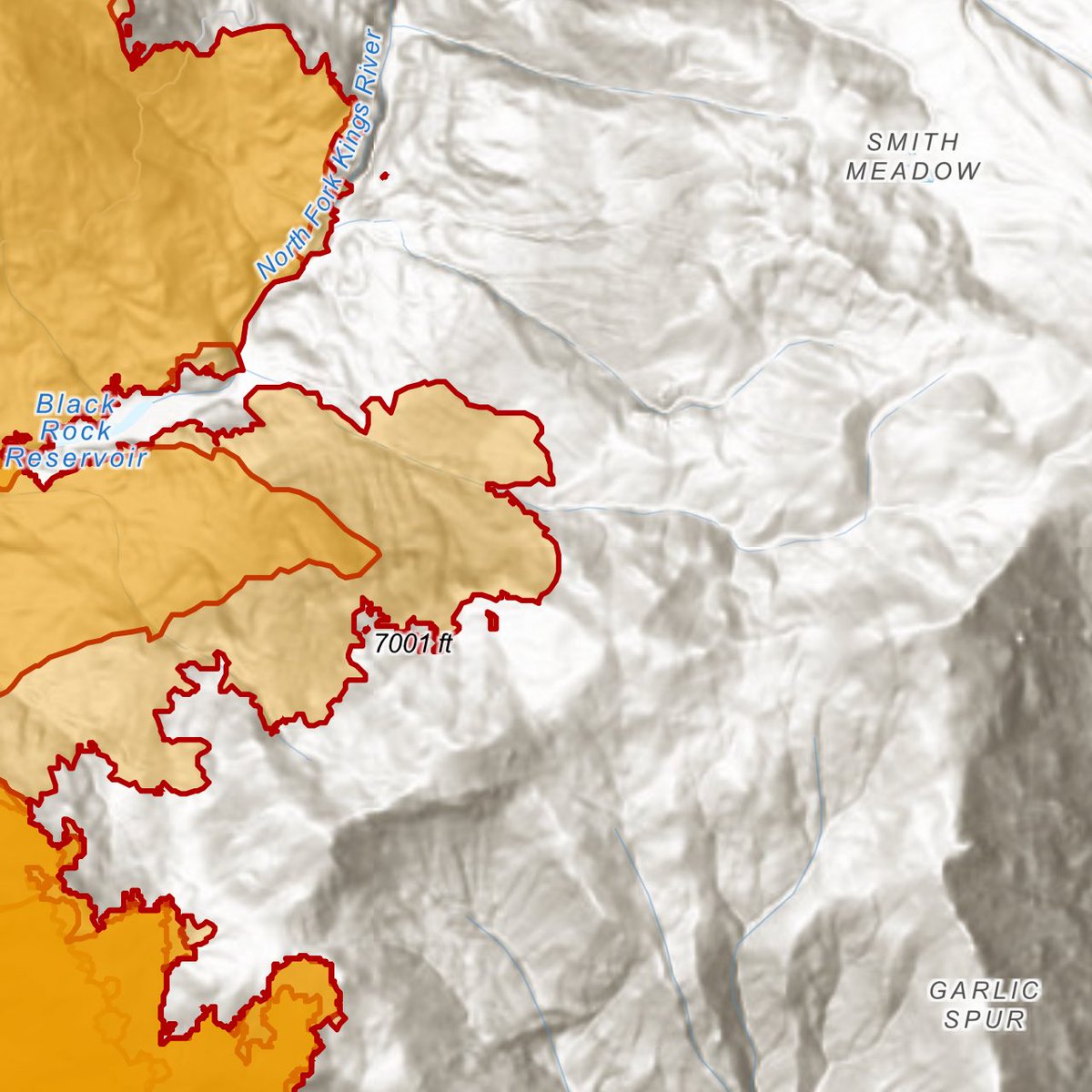 Current view of the GarnetFire tonight.The Fire is 17,154 acres, 8% contained.The East Flank of the Fire between North Fork Kings River and Rodgers Ridge is holding in Mule Creek with old Lines from the Rough Fire.Retardant on the North flank is allowing Crews to build line
