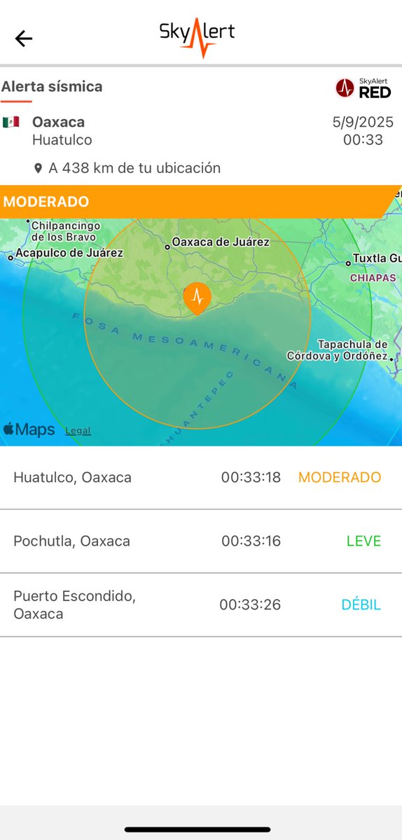A moderate earthquake was recorded in the Huatulco area of Oaxaca.