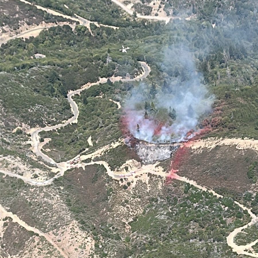 The fire is burning on a ridge line and is approximately 1-2 acres. Air tankers have laid fire retardant across the head. Ground crews were able to make access and now have the fire contained