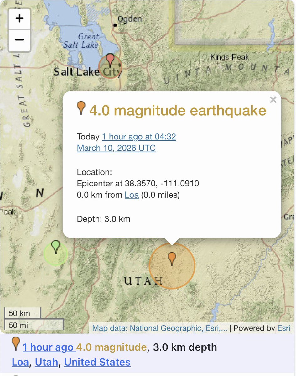 Earthquake 4.0 magnitude at  near Caineville WayneCounty Utah