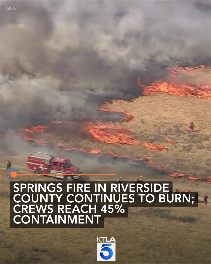 Firefighters are continuing to battle the Springs Fire in Riverside County on Saturday