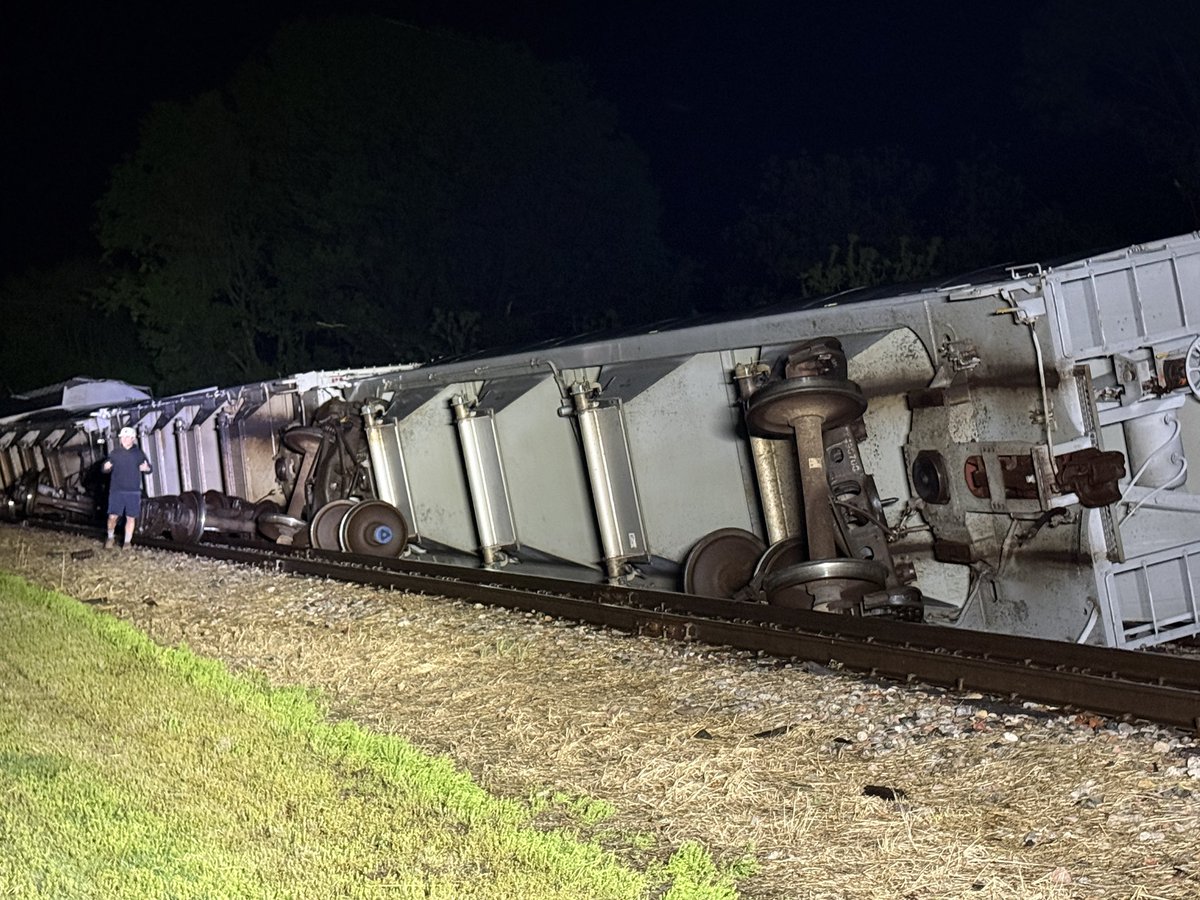 Tornado threw a train on its side near Columbus, KS
