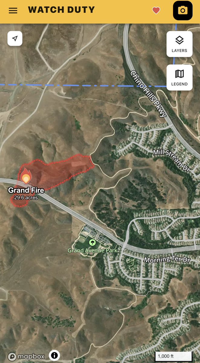 ChinoHills / California The GrandFire in Chino Hills has been mapped at 29.6 acres by FIRIS OES Intel 24. Multiple evacuation orders are in effect now