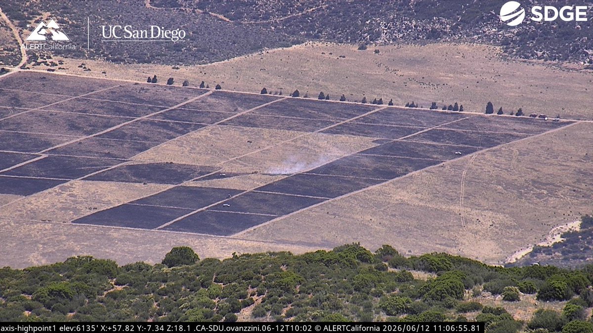 Looks like San Diego County Fire is conducting their 30 acre Prescribed Burn, off of Chinuahua Valley Road, Northeast of Oak Grove. They seem to be burn off these squared sections