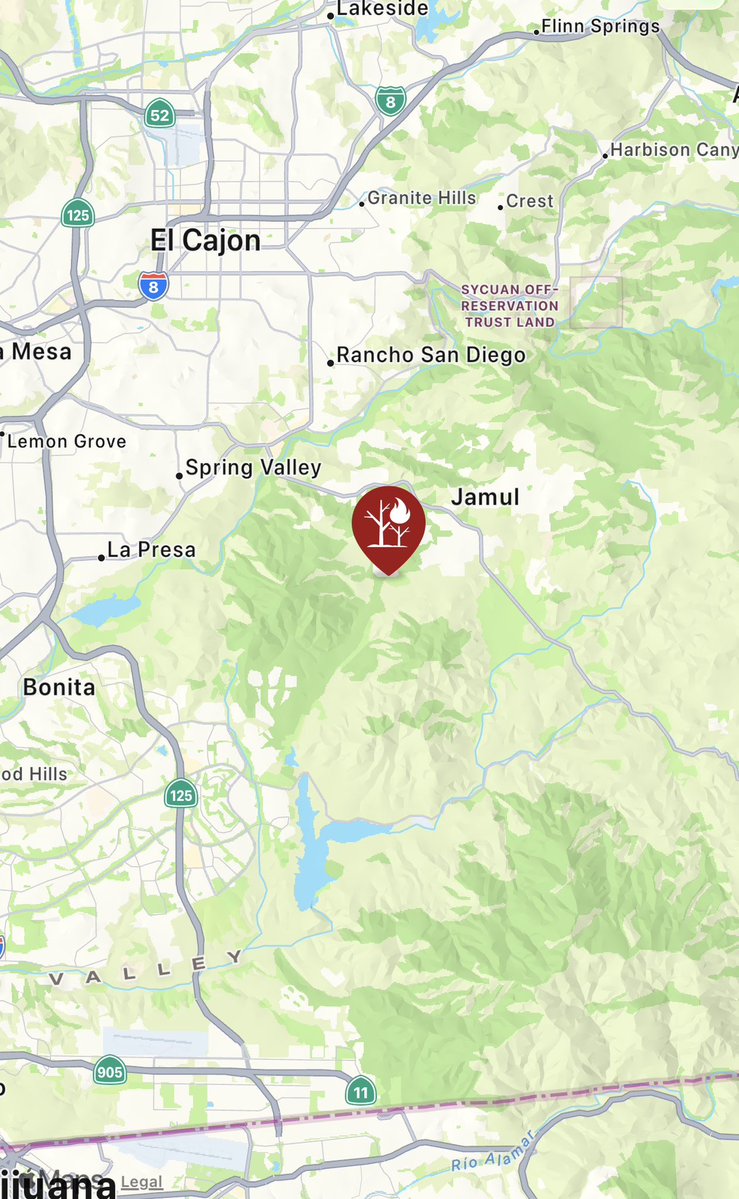 @CALFIRESANDIEGO is at scene of a vegetation fire on Proctor Valley Road in the community of Jamul. The fire is five acres, no structures are threatened