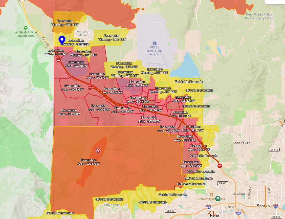 Evacuations underway northwest of Reno, Nevada as Hawk Fire grows to 8,000 acres and threatens 1,000 homes