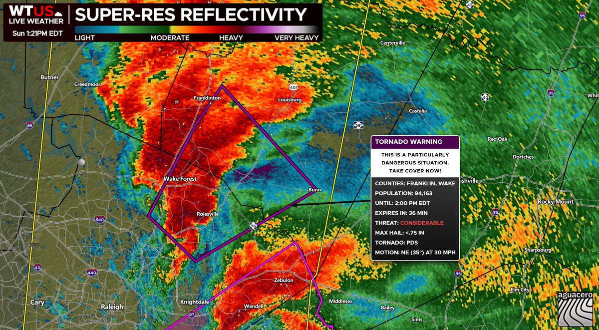 PDS Tornado Warning for portions of the northeastern Raleigh, NC metro. Seek shelter now.